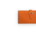 Charger l&#39;image dans la galerie, Hermes H Bearn Wallet Orange Chevre Mysore Palladium Hardware
