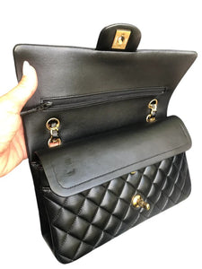 Chanel Timeless Classic Medium Black Lambskin Gold-tone Hardware