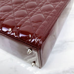 Charger l&#39;image dans la galerie, Christian Dior Lady Dior Medium Bordeaux Patent Silver-tone Hardware
