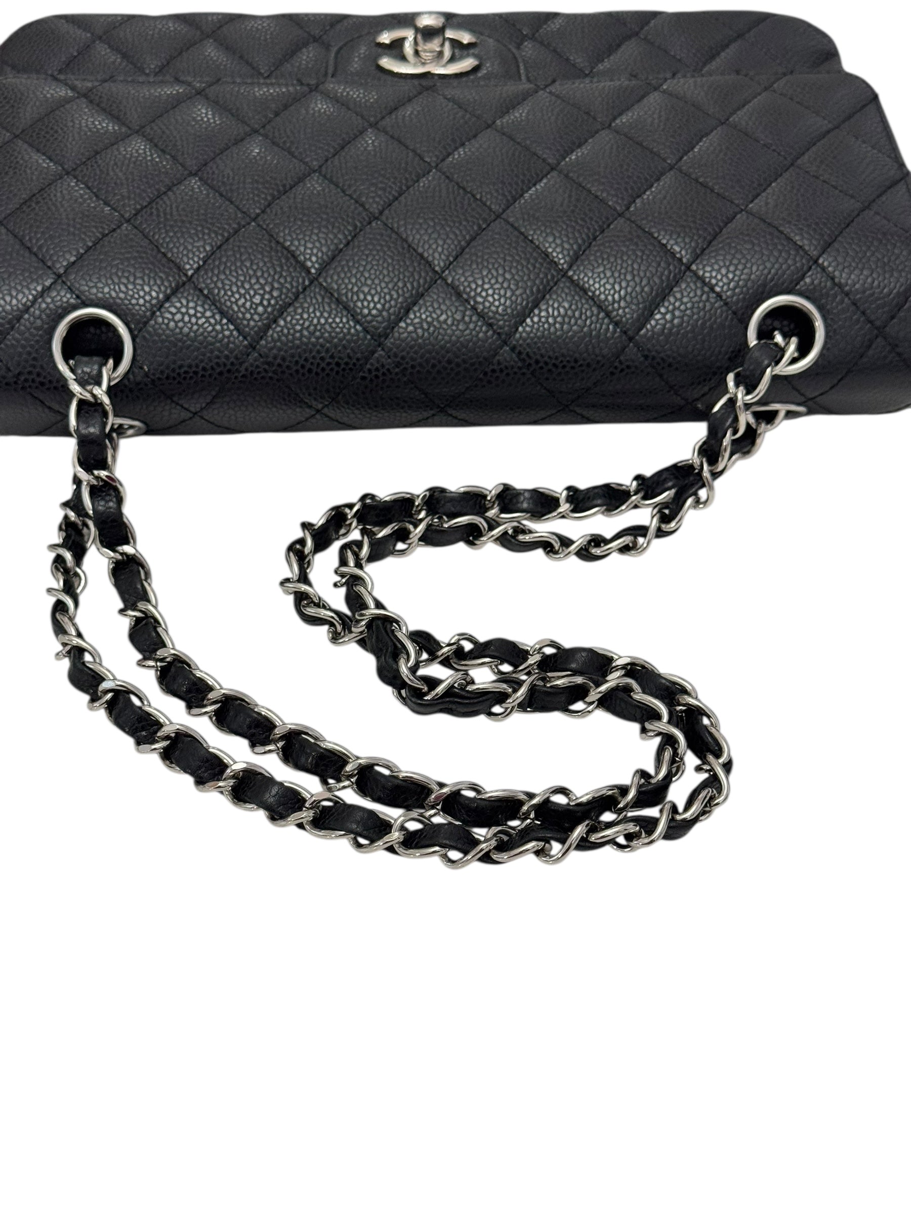Chanel Timeless Classic Medium M/L Black Caviar Silver-tone Hardware