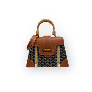 Goyard Saigon PM Tan/Black Gold-Tone Hardware