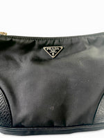 Load image into Gallery viewer, Prada Tessuto Leather and Nylon Baguette - Black, Silver-tone Hardware
