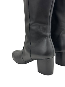 Stuart Weitzman Yuliana 60 Knee-High Zip Boots, Black Nappa Leather, Size US 7B/EU 37.5