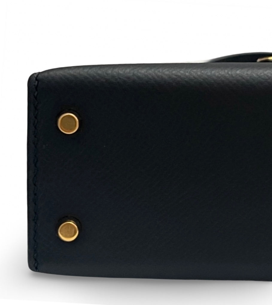 Hermes Kelly II 20 Sellier Black Epsom Leather 24kt Gold-Plated Hardware