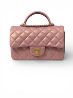 将图片加载到图库查看器，Chanel Mini Top Handle Iridescent Pink Lambskin Gold-tone Hardware

