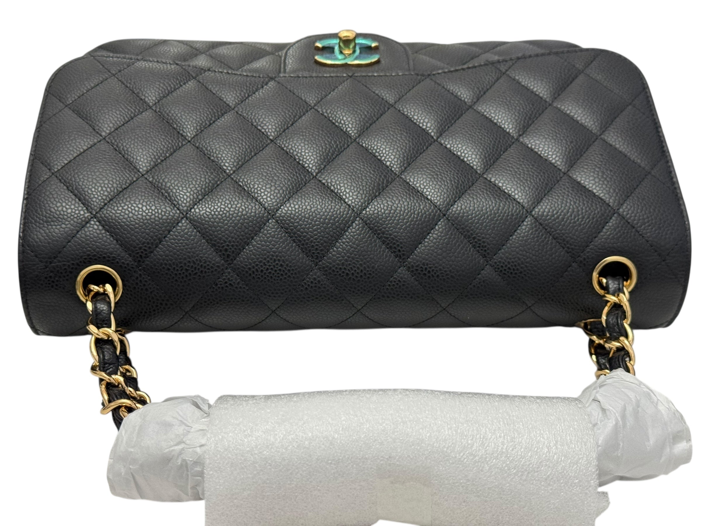 Chanel Timeless Classic Jumbo Black Caviar Gold-tone Hardware