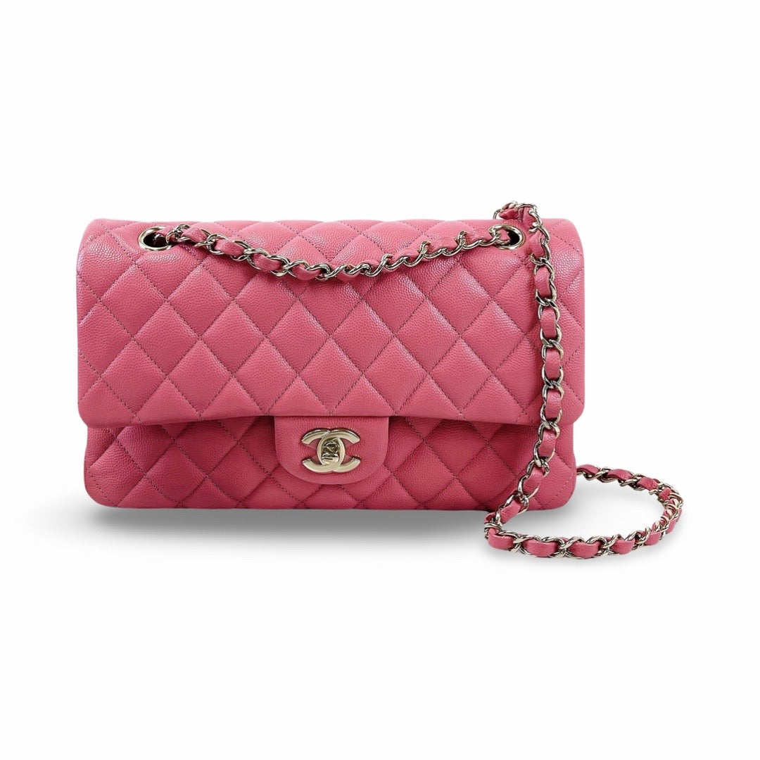 Chanel Classic M/L Medium Double Flap Bag Pink Caviar Gold