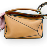 将图片加载到图库查看器，Loewe Puzzle Bag Small Camel Grained Calfskin Gold-tone Hardware
