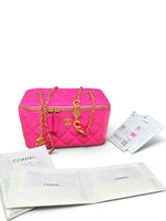 Load image into Gallery viewer, Chanel Coco Hearts Vanity Case, Quilted Barbie Pink Lambskin Gold-tone Hardware
