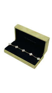 Van Cleef and Arpels Vintage Alhambra Bracelet, 5 Motifs, 18K Yellow Gold, Mother of Pearl