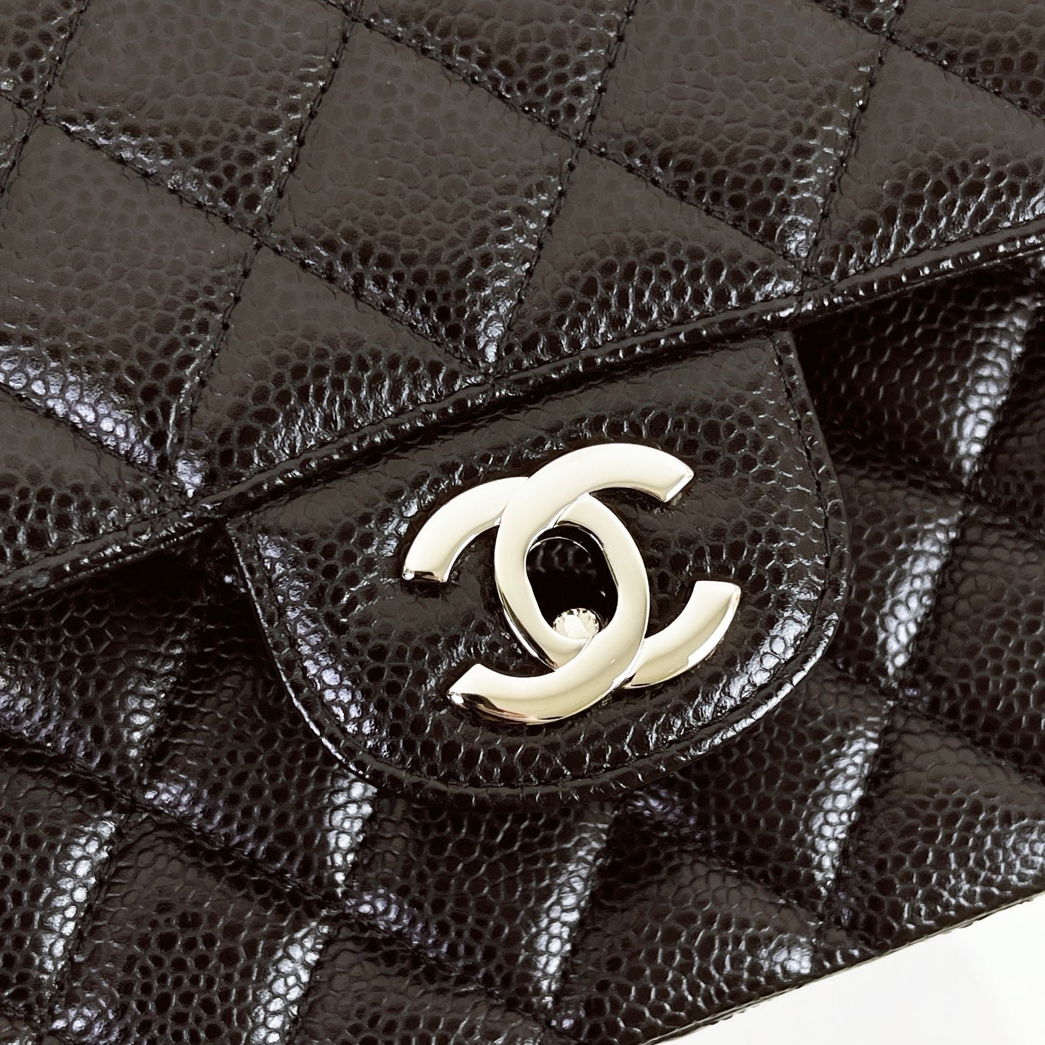 Chanel Classic Medium Black Caviar Silver-tone Hardware