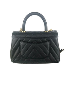 Chanel Coco Handle Small Chevron Quilted Black Caviar, Gold-Tone Hardware