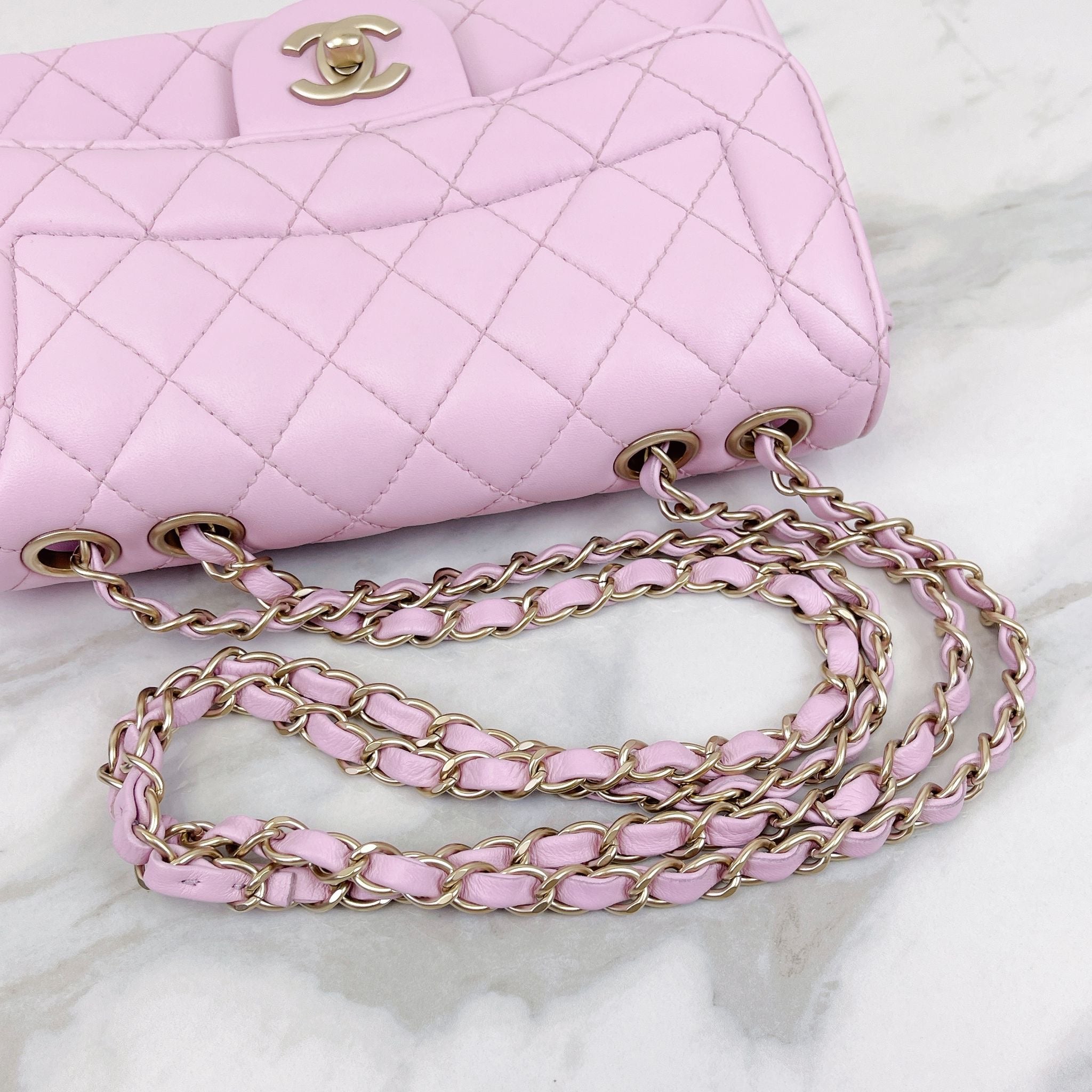 Chanel Mademoiselle Pink Lambskin Gold-tone Hardware