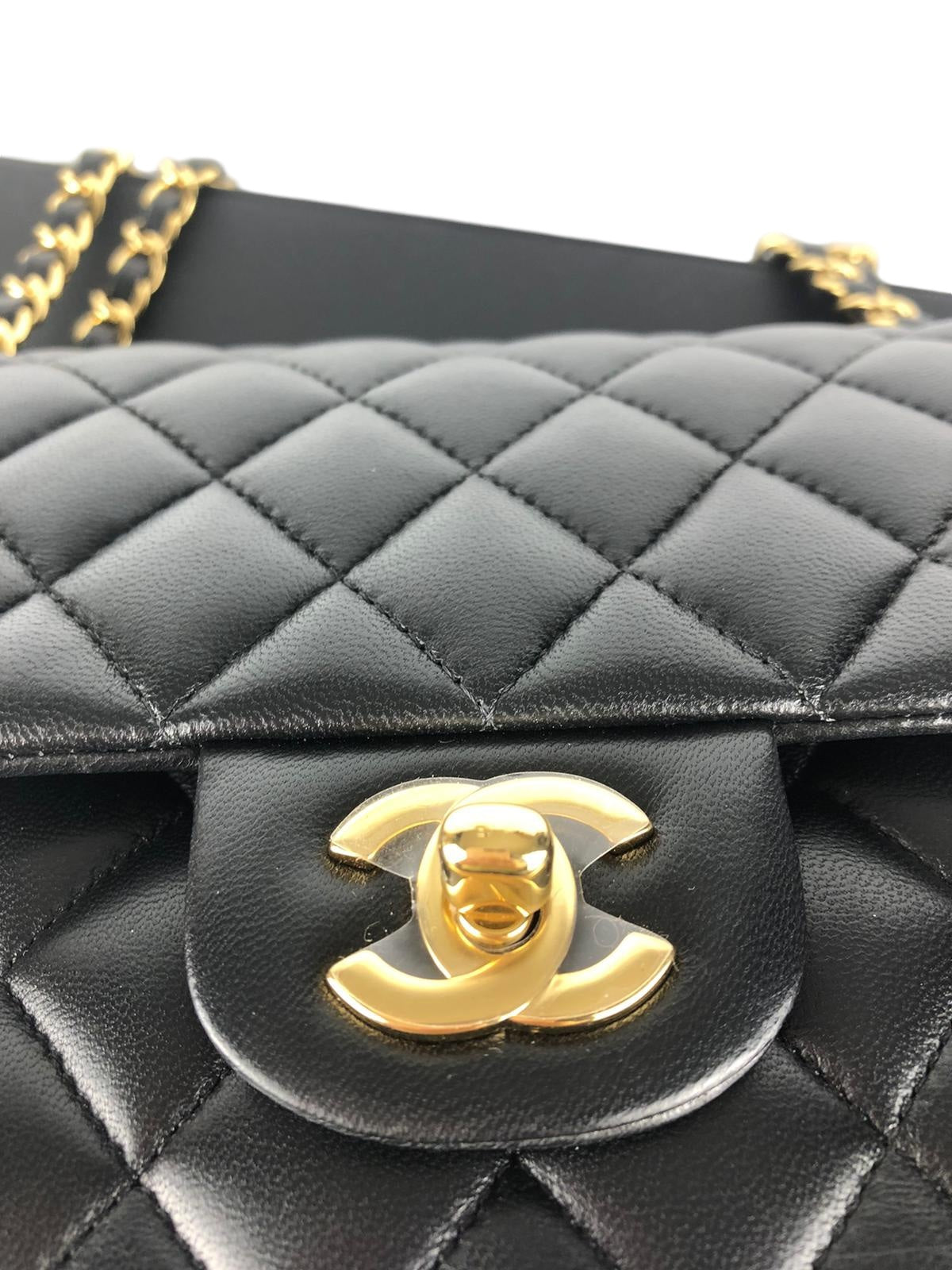 Chanel Timeless Classic Medium Double Flap Black Lambskin Gold Hardware