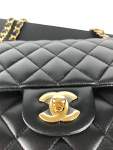 Chanel Timeless Classic Medium Double Flap Black Lambskin Gold Hardware