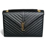 Charger l&#39;image dans la galerie, Saint Laurent Envelope Bag Grain de Poudre Chevron Quilted Large YSL
