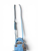 将图片加载到图库查看器，Christian Dior Lady Dior Micro Baby Blue, Gold-tone Hardware

