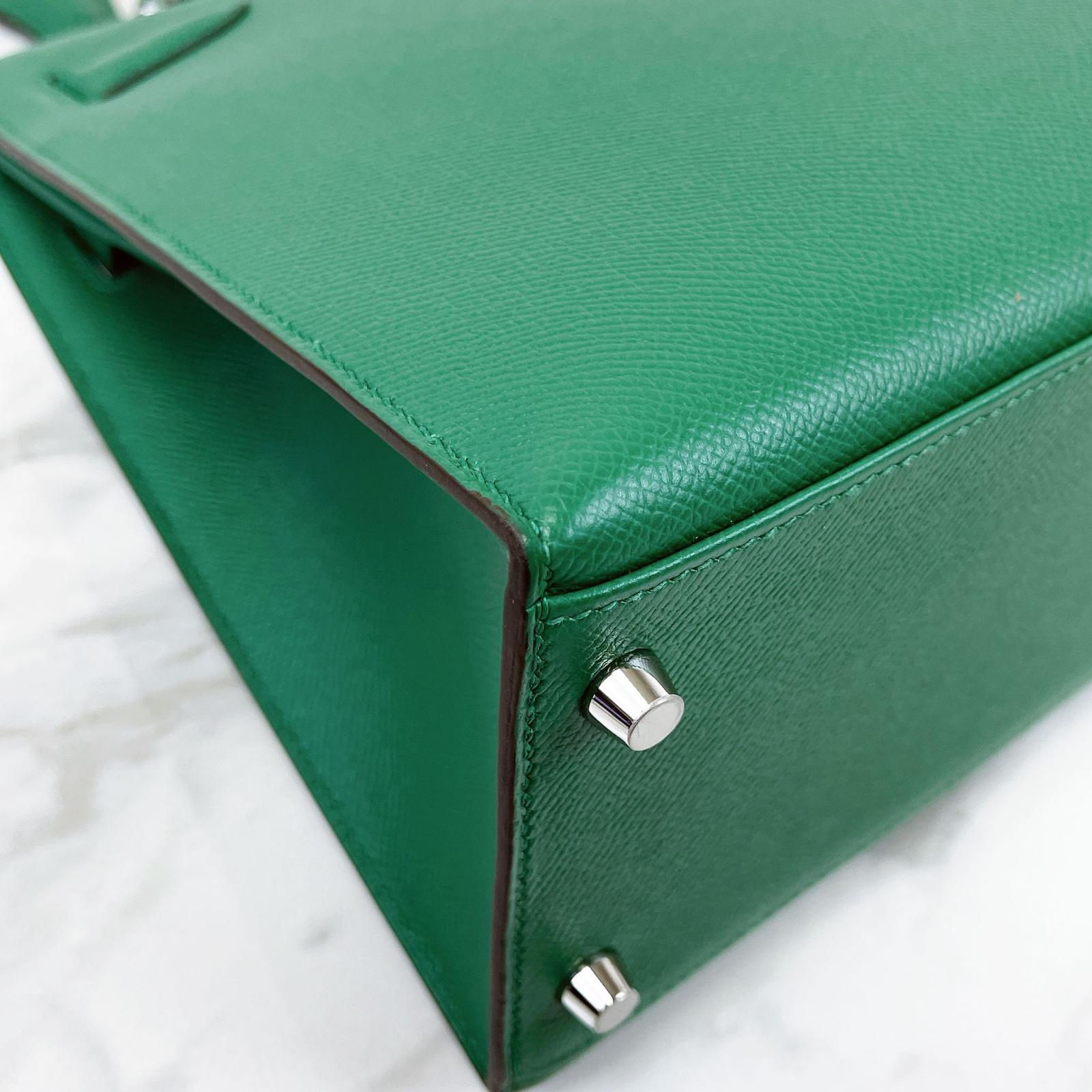 Hermes Kelly Sellier 32 Vert Vertigo Epsom Palladium Hardware