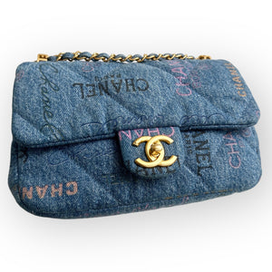 Chanel Classic Mini Rectangle 22P Blue Denim Mood, Gold-tone Hardware