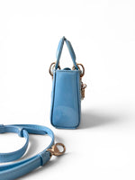将图片加载到图库查看器，Christian Dior Lady Dior Micro Baby Blue, Gold-tone Hardware
