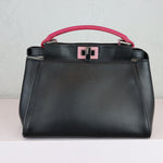 将图片加载到图库查看器，FENDI Peekaboo Iconic Satchel Mini Nappa Colorblock Black SHW
