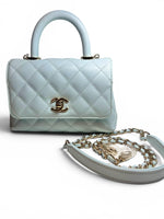 将图片加载到图库查看器，Chanel Coco Handle Mini 21K Blue Caviar Gold-tone Hardware
