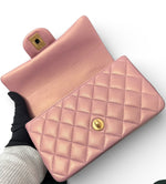 将图片加载到图库查看器，Chanel Mini Top Handle Iridescent Pink Lambskin Gold-tone Hardware
