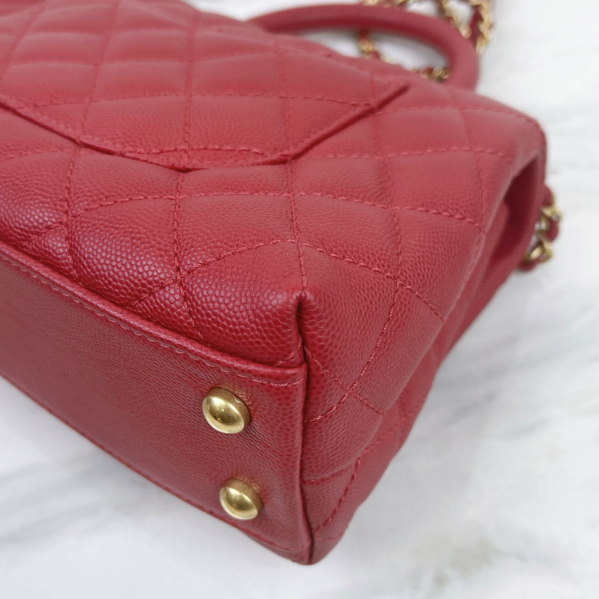 Chanel Coco Handle Small Red Caviar Gold-tone Hardware