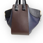 Charger l&#39;image dans la galerie, Loewe Hammock Bag Small, Chocolate and Navy Grained Calfskin, Gold-tone Hardware
