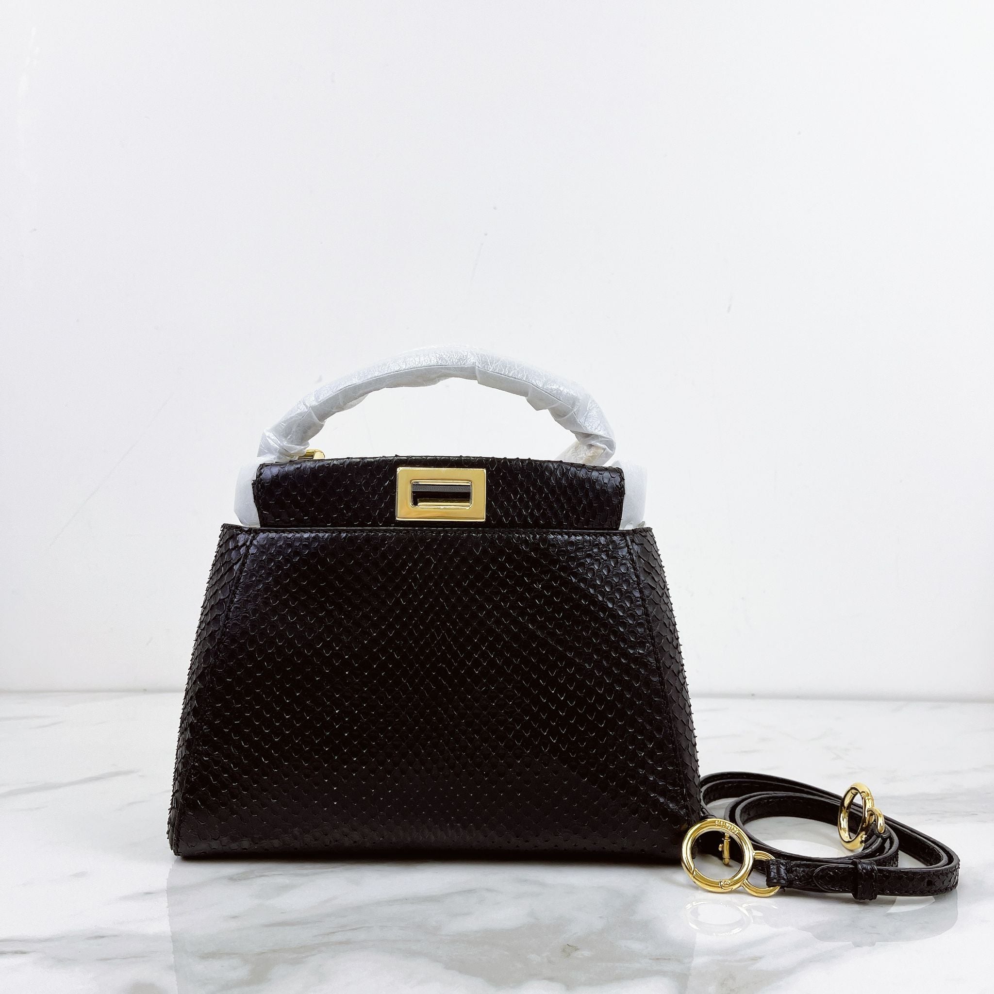 Fendi Peekaboo Mini Exotic Leather Gold-tone