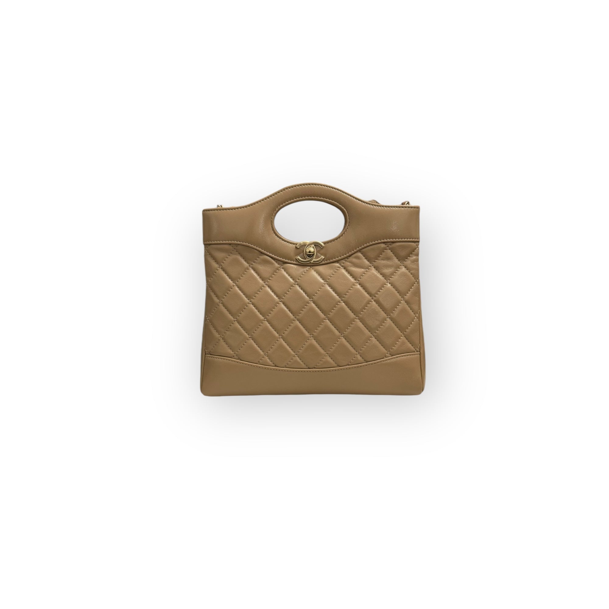 Chanel 31 Mini Shopping Tote Quilted Lambskin Milk Tea/Beige, Gold-Tone Hardware