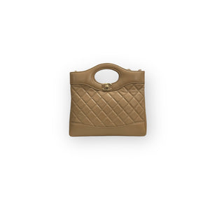 Chanel 31 Mini Shopping Tote Quilted Lambskin Milk Tea/Beige, Gold-Tone Hardware