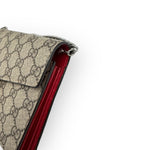 将图片加载到图库查看器，Gucci Dionysus Ebony/Beige GG Supreme Wallet on Chain WOC, Silver-toned Hardware, Red Interior
