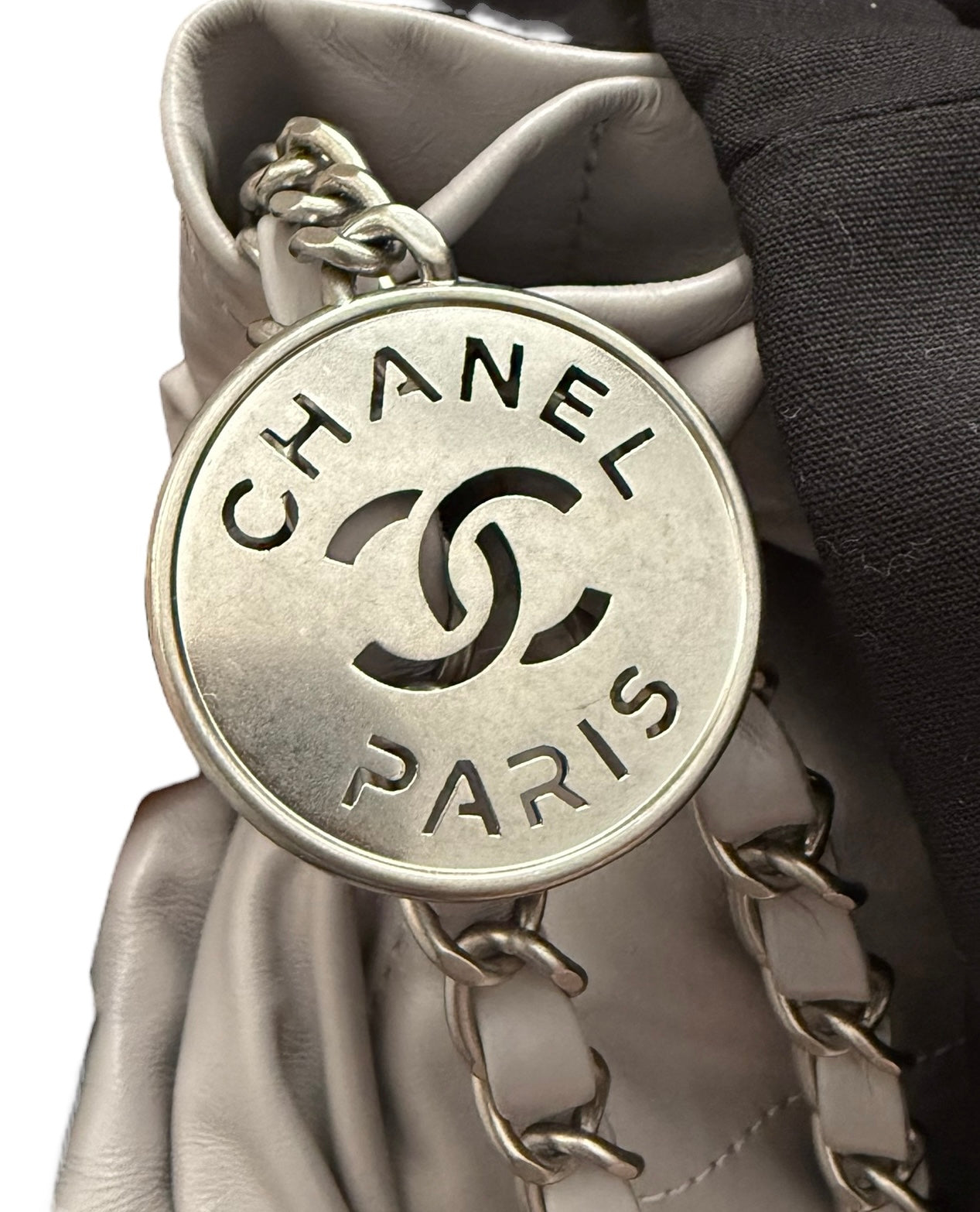 Chanel 22 Handbag Medium Quilted Dove Grey Calfskin, Silver-tone Hardware