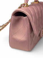 将图片加载到图库查看器，Chanel Mini Top Handle Iridescent Pink Lambskin Gold-tone Hardware

