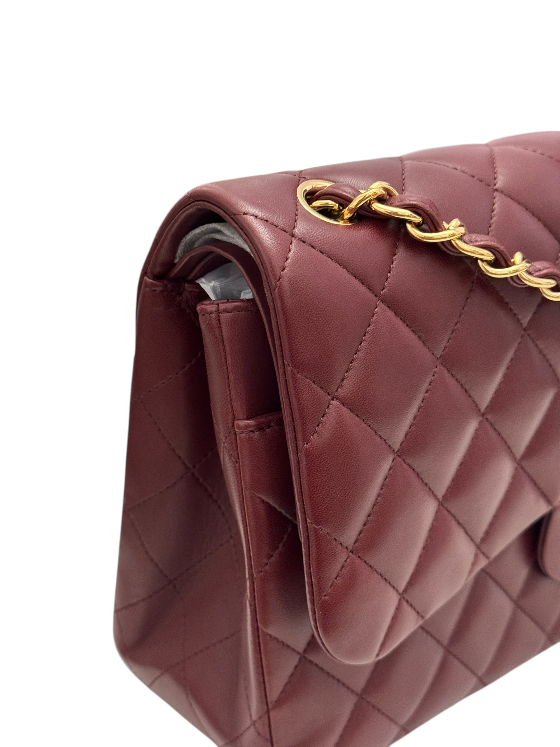 Chanel Timeless Classic Jumbo Burgundy Lambskin Gold-tone Hardware