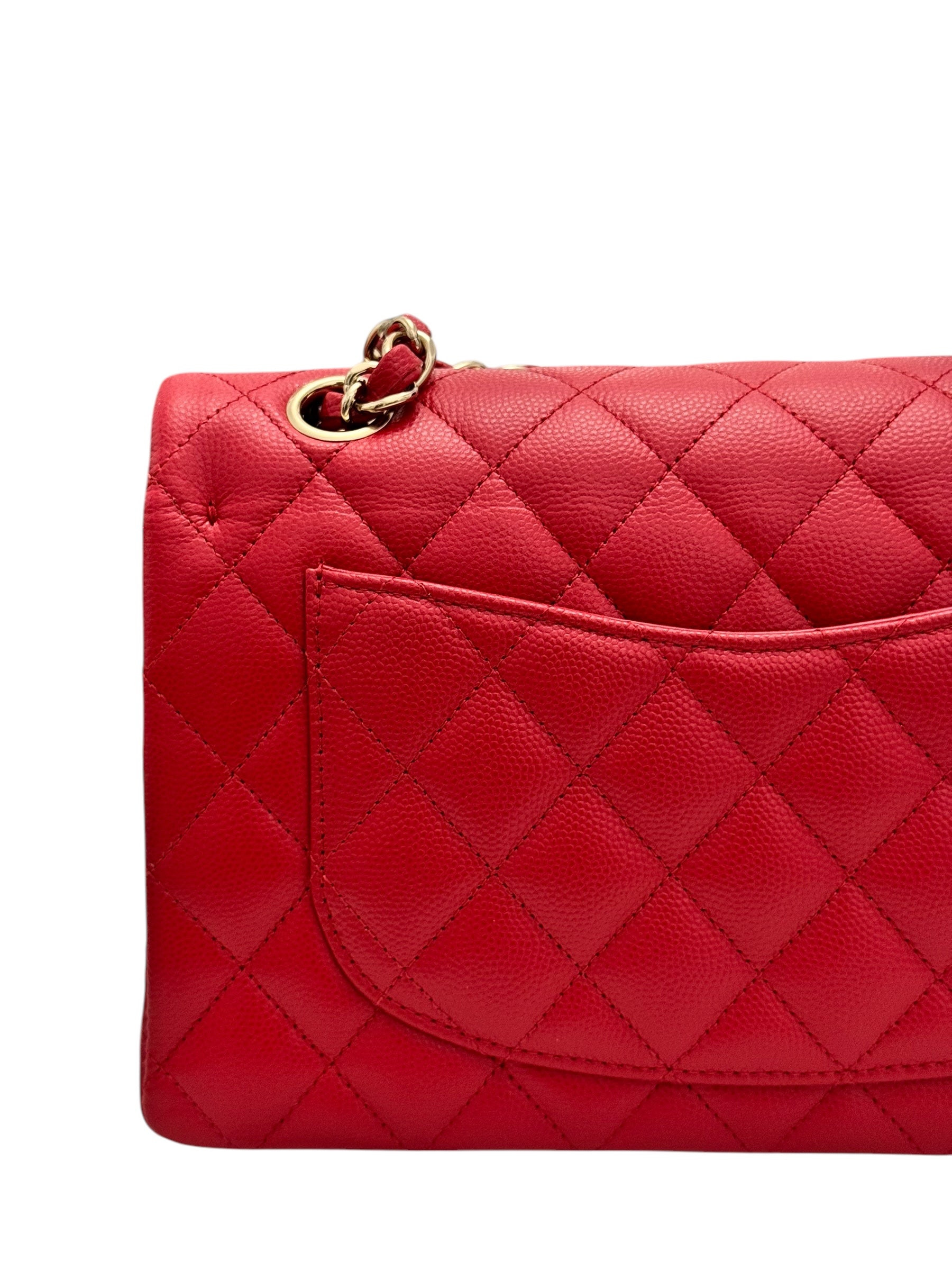 Chanel Timeless Classic Small 22P Red Caviar, Gold-tone Hardware