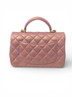 将图片加载到图库查看器，Chanel Mini Top Handle Iridescent Pink Lambskin Gold-tone Hardware
