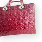 Load image into Gallery viewer, Christian Dior Lady Dior Large, Cherry Red Patent Leather, Silver Hardware
