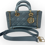 将图片加载到图库查看器，Christian Dior Lady D-Joy Medium Cloud Blue Lambskin Cannage Gold-tone Hardware
