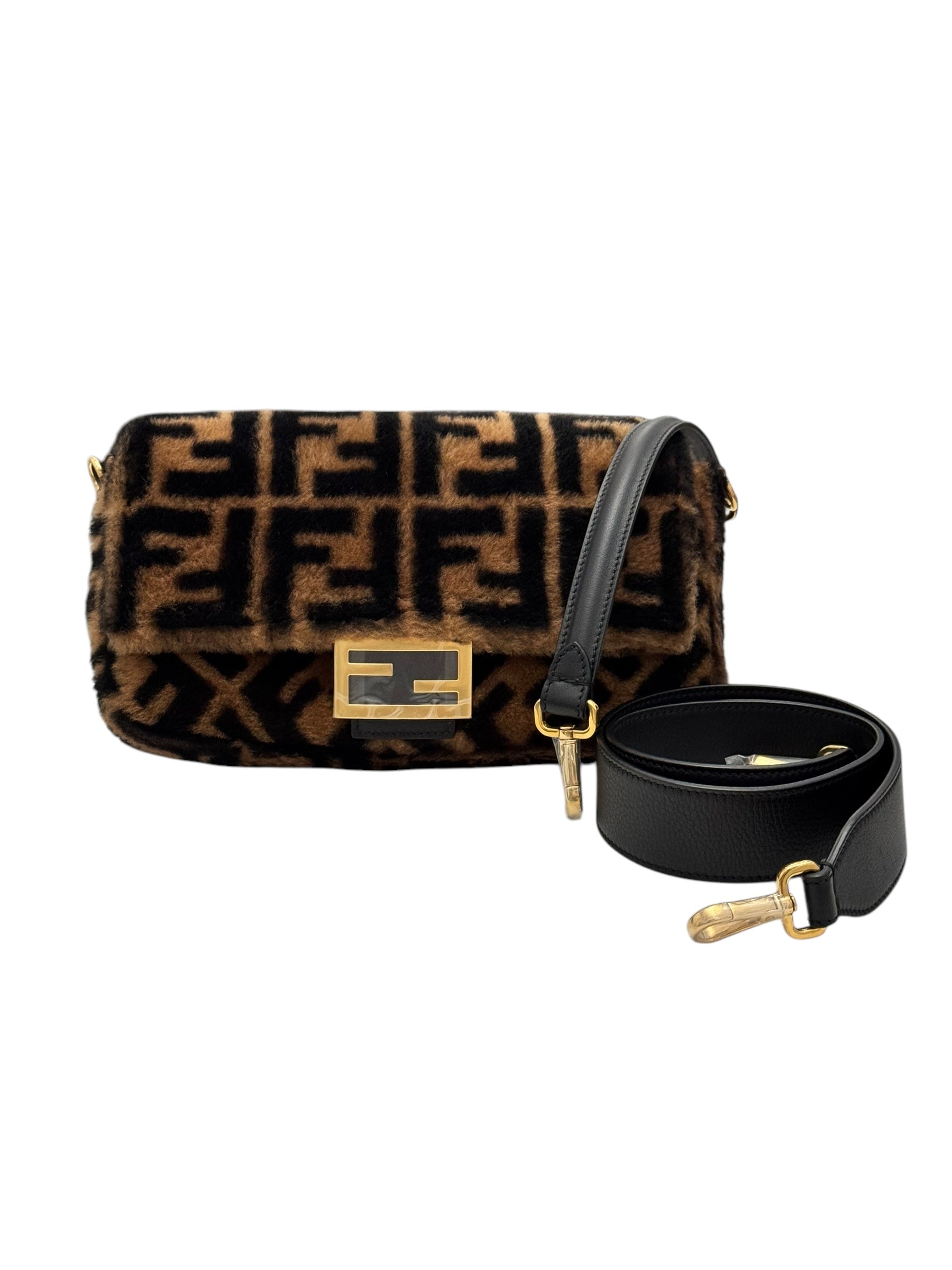 Fendi Baguette Shearling Gold-tone Hardware