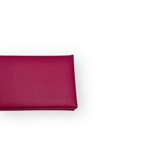 Hermes Calvi Card Wallet, Rose Pourpre Palladium-plated Hardware