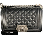 Load image into Gallery viewer, Chanel Leboy Small Quilted Black Caviar / Grained Calfskin, Ruthenium Hardware
