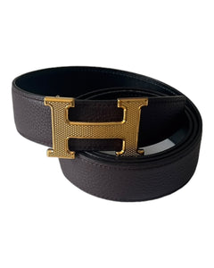 Hermes H Guilloche Belt Bucket and Reversible Leather Strap 32mm