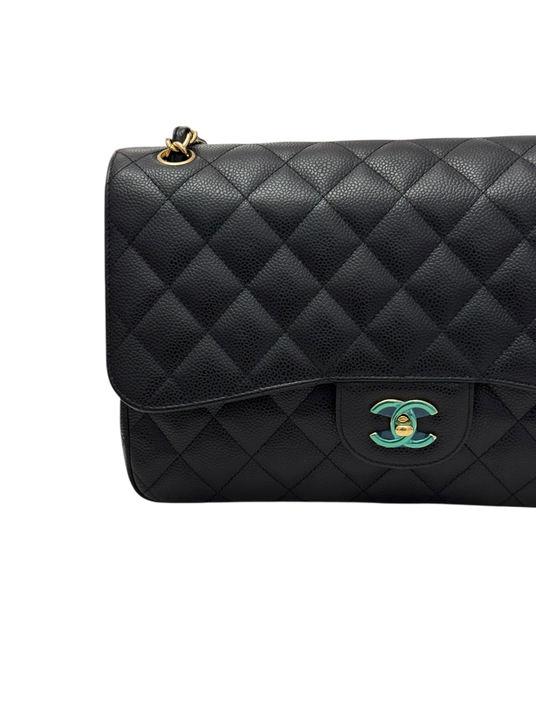 Chanel Timeless Classic Jumbo Black Caviar Gold-tone Hardware