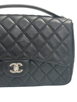 将图片加载到图库查看器，Chanel Easy Carry Flap Bag Black Lambskin Silver-tone Hardware
