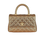 将图片加载到图库查看器，Chanel Coco Handle Mini Diamond Quilted Metallic Gold Caviar, Gold-Tone Hardware
