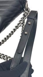 Load image into Gallery viewer, Chanel Leboy Old Medium Black Caviar / Grained Calfskin Leather, Chevron, Ruthenium Hardware
