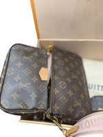 Load image into Gallery viewer, Louis Vuitton Multi Pochette Accessoires Classic Monogram, Pink Strap, Gold-tone Hardware
