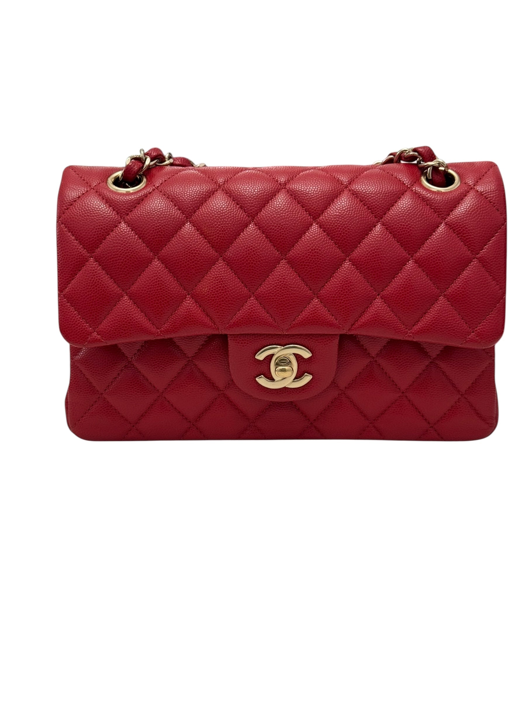 Chanel Timeless Classic Small 19B True Red Caviar Gold-tone Hardware